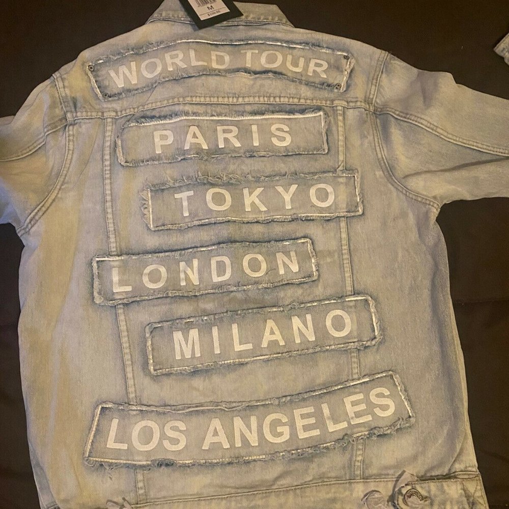 Men World Tour Denim Jacket- Light Indigo